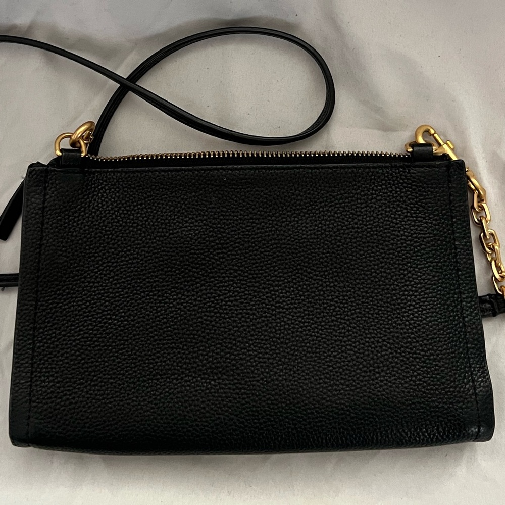Tory Burch CARSON Black Leather Zip Top Crossbody Handbag Bag - Picture 11 of 13